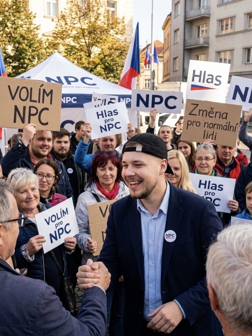 Lukáš Pavel — pouliční mítink s podporovateli