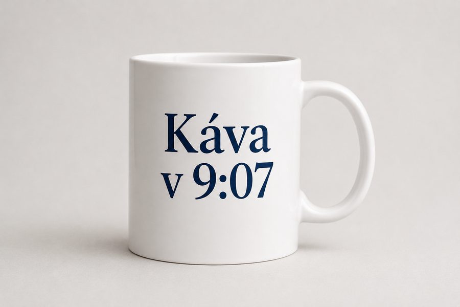 Hrnek &bdquo;Káva v 9:07&ldquo;